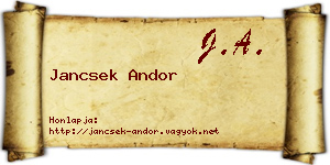 Jancsek Andor névjegykártya